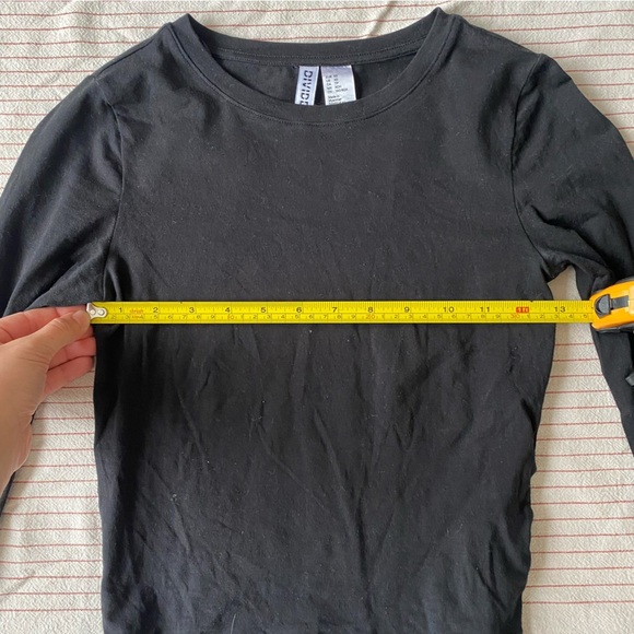 Set of 2: Black and Red Striped basic long sleeve tops stretchy form fitting XS - Picture 12 of 14